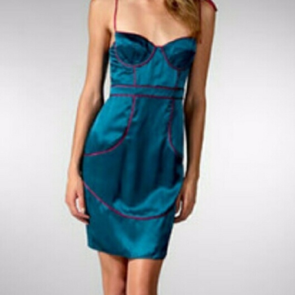 INGWA MELERO Sofia Contrast Dress Emerald/Magenta - Picture 1 of 5